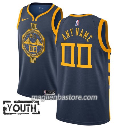 Maglia NBA Golden State Warriors Personalizzate 2018-19 Nike City Edition Blu Swingman - Bambino